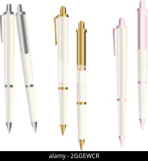 Stift, Bleistift, Marker-Set Mit Vorlagen Für Corporate Identity Und Branding-Schreibwaren. Abbildung Isoliert Auf Weißem Hintergrund. Mustervorlage Bereit Für Stock Vektor