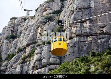 Seilbahn, Kloster Montserrat auf Berg in Barcelona, Catalon. Stockfoto