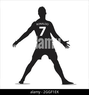 Cristiano Ronaldo Vektor Silhouette schwarz Edition, die Illustration kann für verwendet werden, Magazin, News, Web, Sammlung, Und vieles mehr Stock Vektor