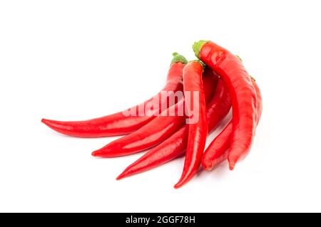 Rote Chilischote auf weißem Hintergrund Stockfoto