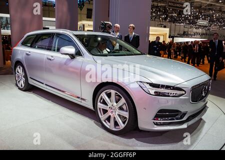 Volvo V90 auf dem Internationalen Automobilsalon in Genf. Schweiz - 1. März 2016. Stockfoto