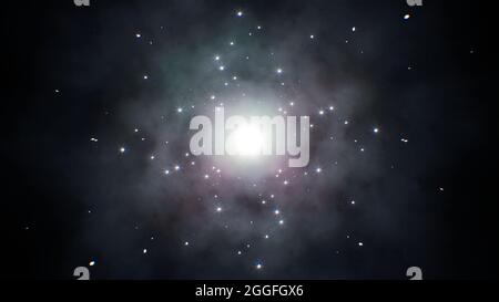 Glitzernde Neutronensterne im Raum Stockfoto