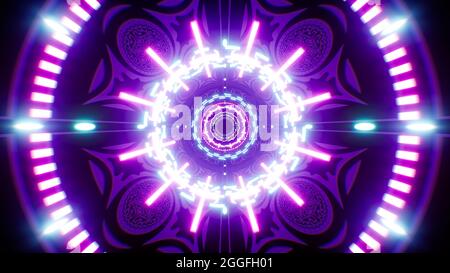 Hintergrund mit mehrfarbigem Neonlicht und violettem organischen Formen Stockfoto
