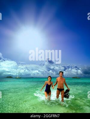COVER-DESIGN: Paar bei Grand Cay auf den Bahamas Stockfoto