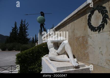 Leonidas-Statue am Denkmal für die 300 spartaner, Thermopylae, Pthiotis, Griechenland Stockfoto