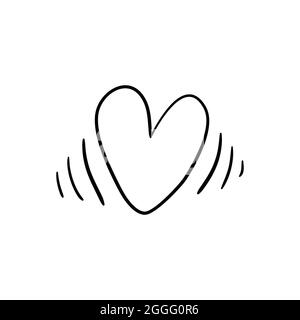 Vektorgrafik, handgezeichnetes Herz. Herz aus Kohle. Stock Vektor