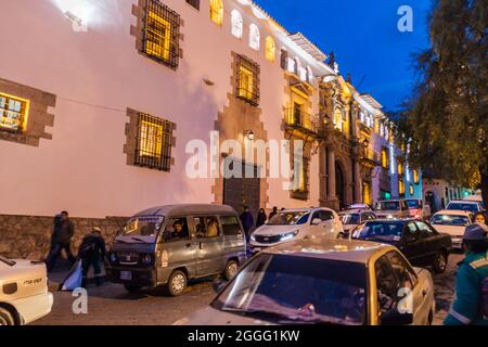 POTOSI, BOLIVIEN - 17. APRIL 2015: Die Nationale Münzstätte von Bolivien (Casa de la Moneda) in einem historischen Zentrum von Potosi, Bolivien. Stockfoto