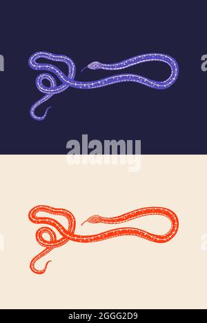 Python im Vintage Style. Schlange oder giftige Viper snake. Graviert Hand gezeichnet Alte reptile Skizze für Tattoo, Aufkleber oder Logo oder T-Shirts. Stock Vektor