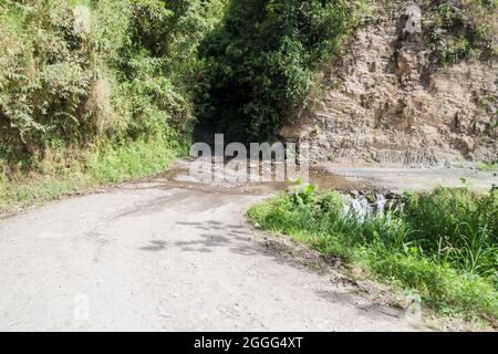 Landstraße in der Nähe von Coroico in den Yungas-Bergen, Bolivien Stockfoto