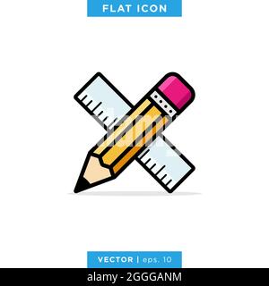 Bleistift und Lineal Symbol Vektor Stock Illustration Design Vorlage. Vektor eps 10. Stock Vektor