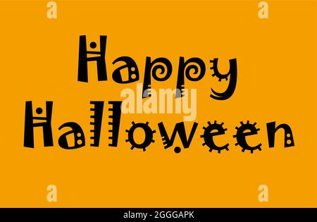 Vektorgrafik auf einem orangefarbenen Hintergrund. Happy Halloween-Konzept mit Platz für Text, Kopierer Platz. Stock Vektor