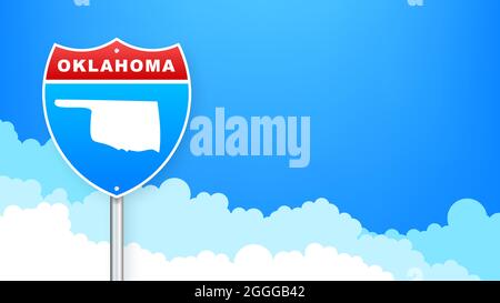Oklahoma State Karte umreißen Straßenschild. Vektorgrafik. Stock Vektor