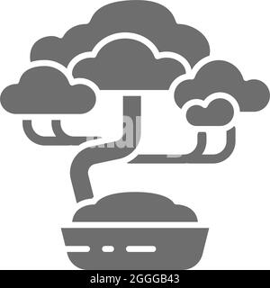 Graues Bonsai-Symbol. Isoliert auf weißem Hintergrund Stock Vektor