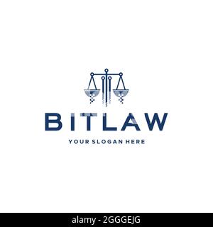 Flaches BITLAW Technlogy Icon Linienwaage Logo-Design Stock Vektor