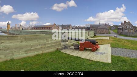 Panoramablick auf Fort Louisburg, Nova Scotia, Kanada Stockfoto