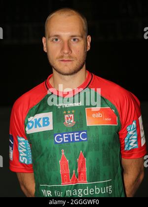 Schwedischer Handballspieler Daniel Pettersson SC Magdeburg HBL Liqui Moly Handball Bundesliga-Saison 2021-22 Stockfoto