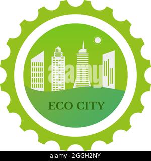 Logo moderne einfache grüne Stadt . Ökologie und Umweltschutz. Kreative Idee, grafische Vorlage, Banner, Konzept, Design. Vektorgrafik. Stock Vektor