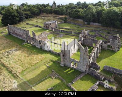 Luftaufnahme der Abtei von Haughmond in Shropshire, Großbritannien Stockfoto
