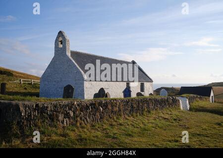 Mwnt Kapelle an der Küste von Wales Stockfoto