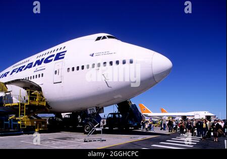 FRANKREICH, FLUGHAFEN ROISSY, 747 BOEING-FLUGZEUGE DER AIR FRANCE-GESELLSCHAFT Stockfoto