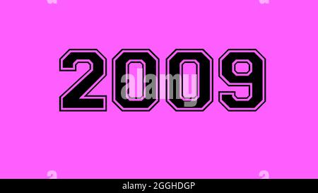 2009 Zahl schwarz Schriftzug rosa rosa Hintergrund Stockfoto