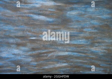 Blaue, weiße und braune Textur auf Holzbrett gemalt - Hintergrund. Stockfoto