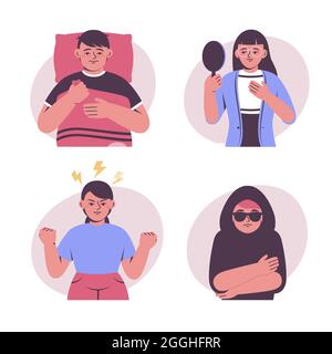 Flache Menschen mit psychischen Problemen Vektor-Illustration. Stock Vektor