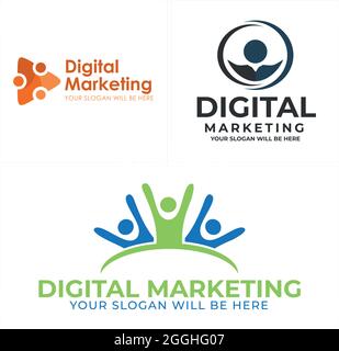 Digitales Marketing mit People-Logo-Design Stock Vektor