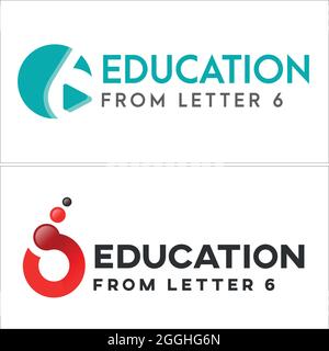 Bildung Online-Coaching mit Brief 6 und Play-Button-Logo-Design Stock Vektor