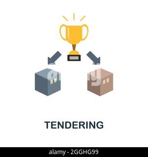 Symbol für flache Ausschreibungen. Einfaches Zeichen aus der Erfassung des Beschaffungsprozesses. Creative Tendering Icon Illustration für Web-Design, Infografiken und vieles mehr Stock Vektor