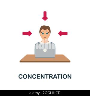 Symbol für flache Konzentration. Farbiger Schild aus der Productivity Collection. Kreative Konzentration Symbol Illustration für Web-Design, Infografiken und mehr Stock Vektor