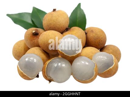 Longan Früchten isoliert auf weißem Hintergrund Stockfoto