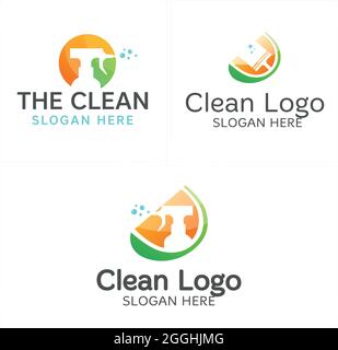 Reinigungsservice Reiniger Spray Glas Logo Design Stock Vektor