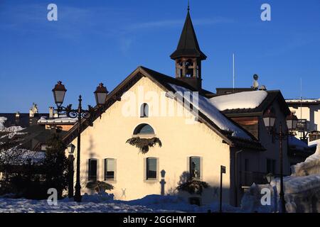 FRANKREICH. HAUTE-SAVOIE (74) VAL D'ARLY. MEGEVE SKIGEBIET Stockfoto