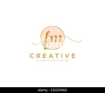 FM feminine Logo Schönheit Monogramm und elegantes Logo-Design, Handschrift Logo der ersten Unterschrift, Hochzeit, Mode, Blumen und botanischen mit kreativen Stock Vektor
