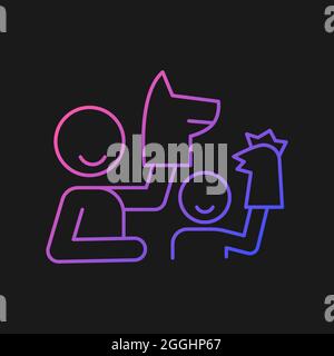 Spielen mit Puppen Gradienten Vektor-Symbol für dunkle Thema Stock Vektor