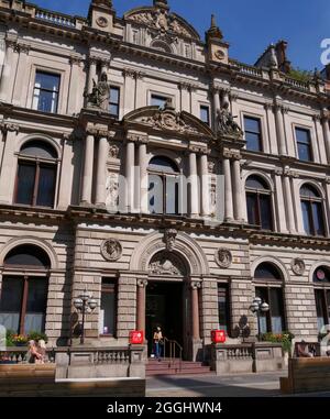 Virgin Money Bank Office (ehemals Clydesdale Bank Head Office), St. Vincent Place, Glasgow City Centre, Schottland, UK Stockfoto