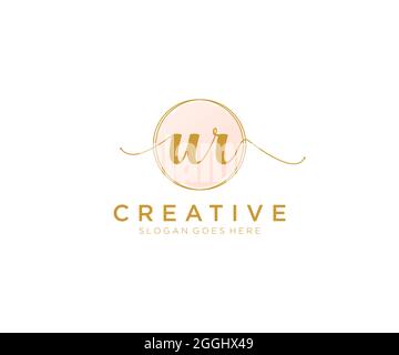 UR feminine Logo Schönheit Monogramm und elegantes Logo-Design, Handschrift Logo der ursprünglichen Signatur, Hochzeit, Mode, Blumen und botanischen mit kreativen Stock Vektor