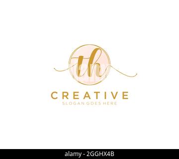 TH feminine Logo Schönheit Monogramm und elegantes Logo-Design, Handschrift Logo der ursprünglichen Signatur, Hochzeit, Mode, Blumen und botanischen mit kreativen Stock Vektor