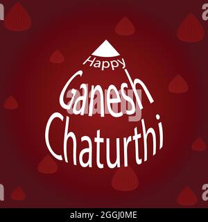 Kalligraphie von Happy Ganesh Chaturthi, die die Struktur der modak Stock Vektor