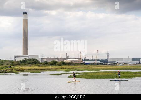 Fawley Kraftwerk ehemaliger Industriestandort im Jahr 2021, Hampshire, England, Großbritannien Stockfoto