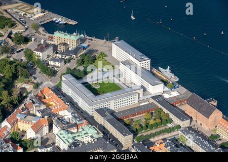 Luftaufnahme des Maersk Hauptbüros in Kopenhagen Stockfoto