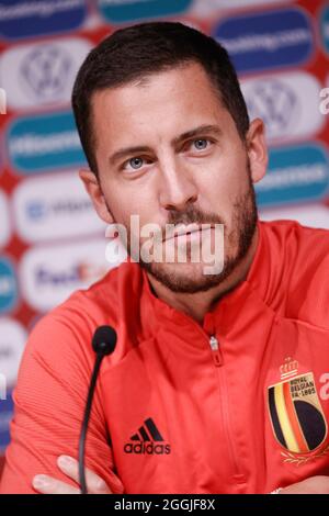 Belgiens Eden Hazard im Rahmen einer Pressekonferenz der belgischen Fußballnationalmannschaft Red Devils, Mittwoch, 01. September 2021, in Tallinn, Estland, Stockfoto