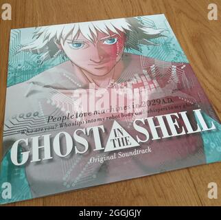 Erste offizielle Vinyl-Neuauflage von Ghost im Shell 1995 Film Original Soundtrack komponiert von Kenji Kawai veröffentlicht von WRWTFWW Records Label im Jahr 2017 Stockfoto