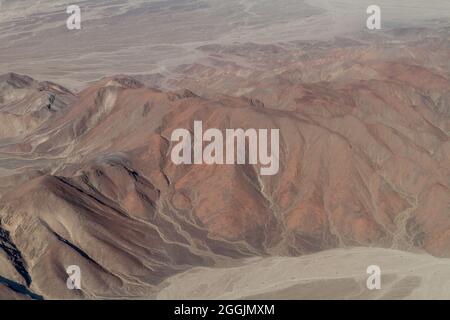 Luftaufnahme einer Wüste in der Nähe von Nazca, Peru Stockfoto