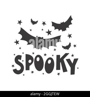 Halloween , gruselig - Silhouette Text Banner handgezeichnet kreative Kalligraphie und Pinsel Stift Schriftzug. Design für Urlaub Grußkarte und Einladung, Stock Vektor