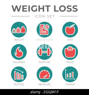 Weight Loss Round Circle Colour Icon Set Stock Vektor