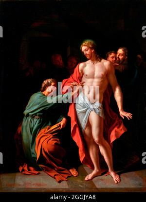 Zweifelndes Thomas (die Ungläubigkeit des heiligen Thomas) von Adriaen van der Werff (1659- 1722), Öl auf Holzplatte, 1710 Stockfoto