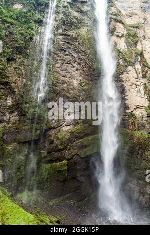 Catarata de Gocta - einer der höchsten Wasserfälle der Welt, dem Norden Perus. Stockfoto