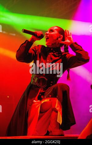 Cremona Italien 29. August 2021 die ukrainische Heavy-Metal-Band Jinjer spielt Live-Konzert im Luppolo Rock - Tatiana Shmayluk © Andrea Ripamonti / Alamy Stockfoto